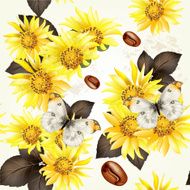 Seamless vector grunge wallpaper pattern with yellow flowers