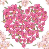 Pink heart pansies Seamless background valentine&#039;s day greetings weddings birthday