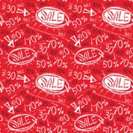 Sale seamless pattern Sketch black white red vector N2