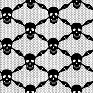 Seamless pattern of black skulls