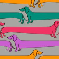 Seamless pattern with cartoon Dachshund dogs