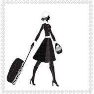 Elegant woman with luggage Vector illustration N2