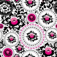 Vintage shabby Chic Seamless ornament pattern Pink Black flowers Vector