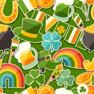 Saint Patrick&#039;s Day seamless pattern with stickers N2