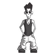 Stylish young guy Urban style Black and white vector illustration