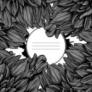 monochrome vector frame from graphic flowers N3