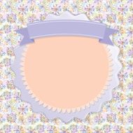 Postcard Lilac snowflakes colorful circles vintage ribbon vector