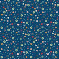 Colorful hand drawn seamless texture with flowers and hearts