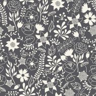 Romantic seamless pattern of various flowers in retro style N3
