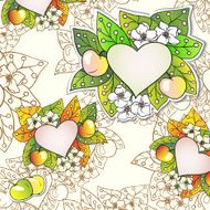 Vector floral decorative background with apples