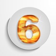 light circle icon wood number 6
