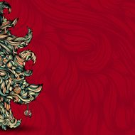 Christmas tree made of hair Beautiful greeting card