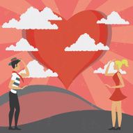 Man and woman staring the love on horizon