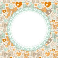 Greeting Card pattern with bows and hearts vector