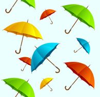 Colorful umbrellas flying background