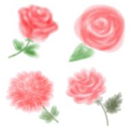 Vector Set of Grunge Watercolor Flowers