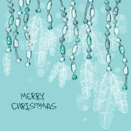 Christmas card with feathers decoration