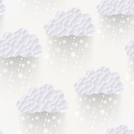 Vector cloud seamless pattern with snowflakes