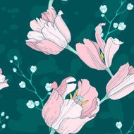 Vector seamless pattern with tulips