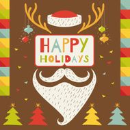 Merry Christmas greeting card in hipster style