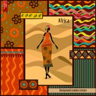 Set of seamless textures with African woman N3
