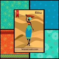 Set of seamless textures with African woman N5