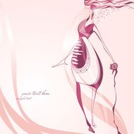 Fashionable pink background with abstract girl N3