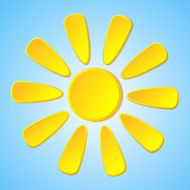 Abstract yellow paper sun on a blue background