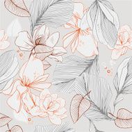 seamless retro vector pattern from abstract flowers and leaves N2
