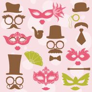 Retro Party set - Glasses hats lips mustaches masks