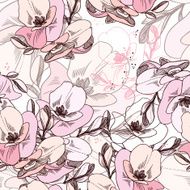 seamless gentle vector pattern from abstract flowers