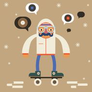 Hipster on scateboard