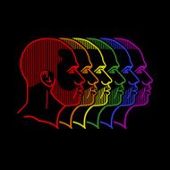 illustration with rainbow male faces