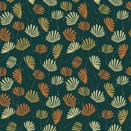 Seamless floral pattern on dark green background