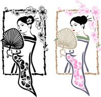 Traditional Japanese Geisha with fan