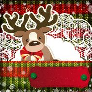 Christmas decorations on handmade knitted background N15