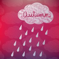 Autumn Background with a Cloud and Rain