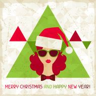 Merry Christmas background in hipster style