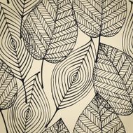 Autumn beige seamless stylized leaf pattern