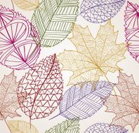 Autumn leaves hand drawn style seamless pattern background