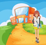 lady standing outside the school building