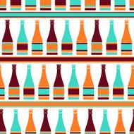 Seamless pattern with bottles of champagne in retro style