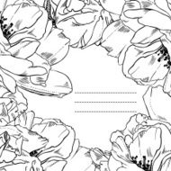 monochrome vector frame from abstract flowers