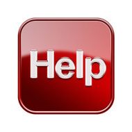 Help icon glossy red isolated on white background