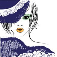 girl with in a lace hat fashion illustration N3