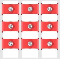 Infographic of red ribbons with a rivet