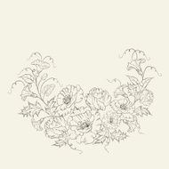 Wreath with poppy and convolvulus flowers