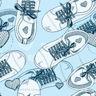 seamless pattern of sneakers and hearts