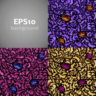 Set of flower ornamental pattern background