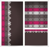 Set of seamless pattern and borders Vector ethnic ornaments N2
